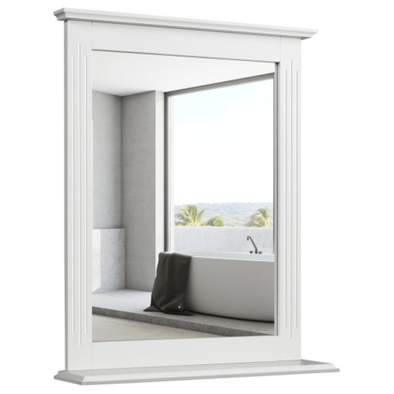 Space Saving Wall-Mounted Bathroom Vanity Mirror with Bottom Shelf Suitable for Any Room